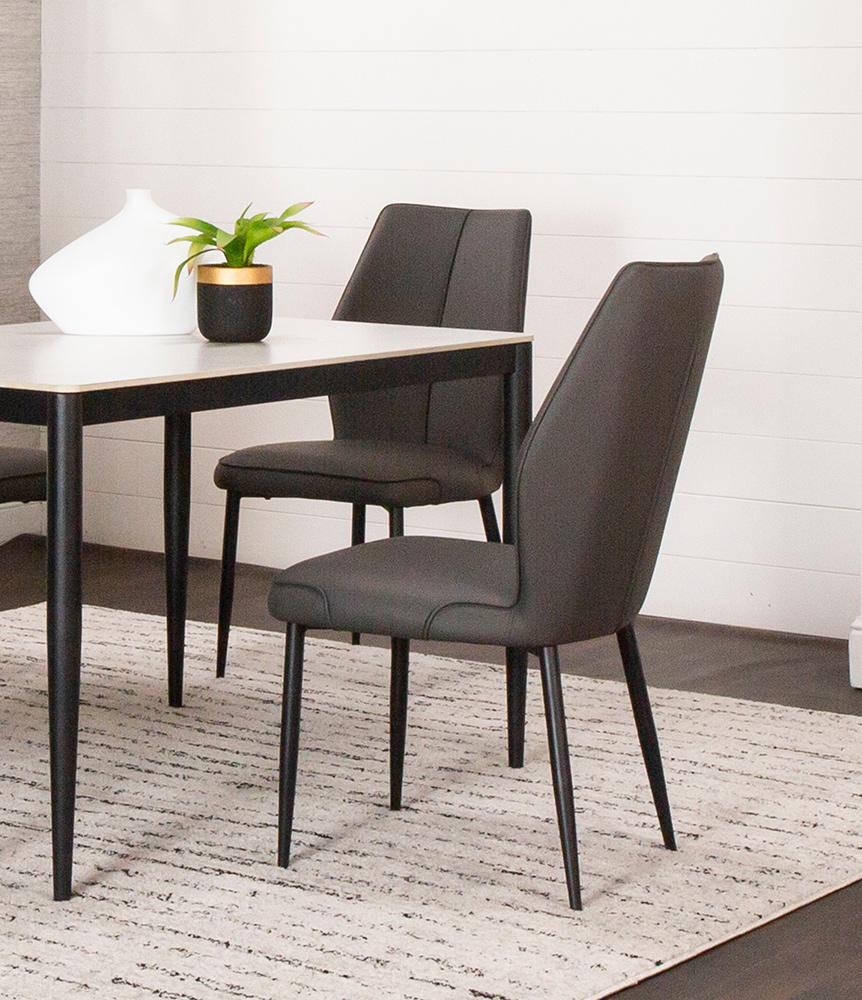 Sunset Trading - Mara Faux Leather Dining Chairs (Set of 2) - Charcoal Grey/Matte Black Legs - CR-G5458-01-2 veiw 5