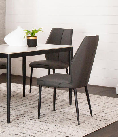 Sunset Trading - Mara Faux Leather Dining Chairs (Set of 2) - Charcoal Grey/Matte Black Legs - CR-G5458-01-2 veiw 5