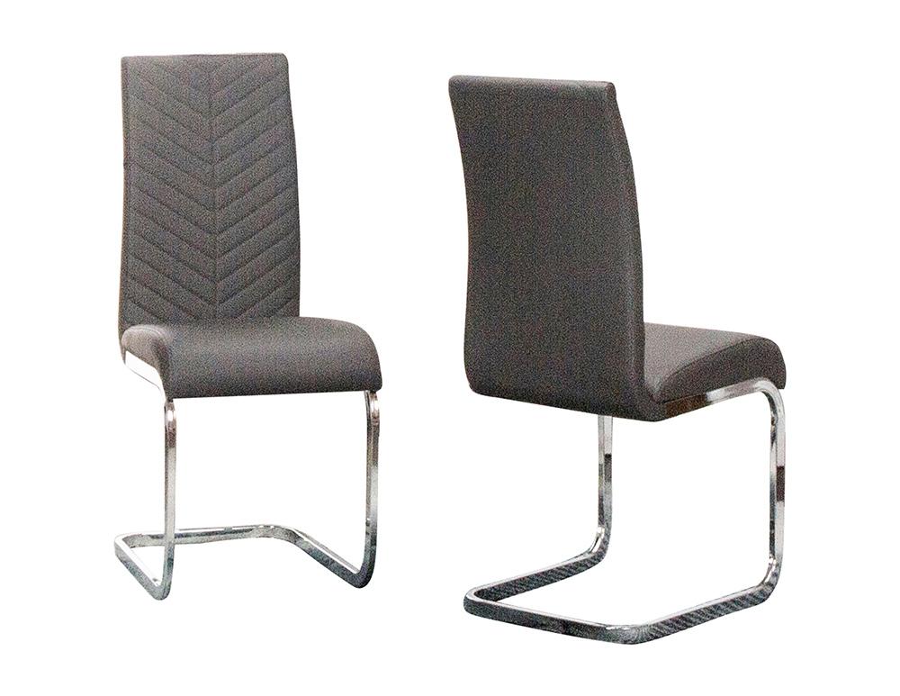 Sunset Trading - Mist Faux Leather Upholstered Dining Chairs (Set of 2) - Charcoal Grey/Silver Chrome Legs - CR-G5466-01-2 veiw 1