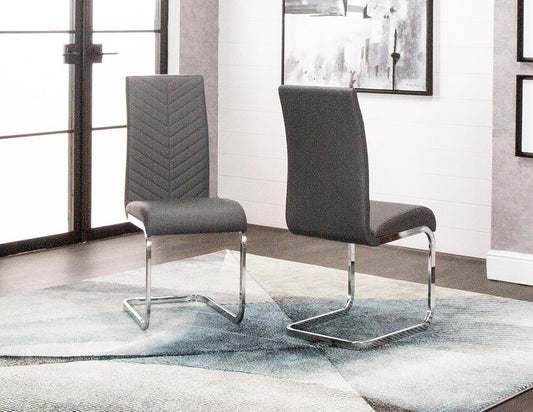 Sunset Trading - Mist Faux Leather Upholstered Dining Chairs (Set of 2) - Charcoal Grey/Silver Chrome Legs - CR-G5466-01-2 veiw 2