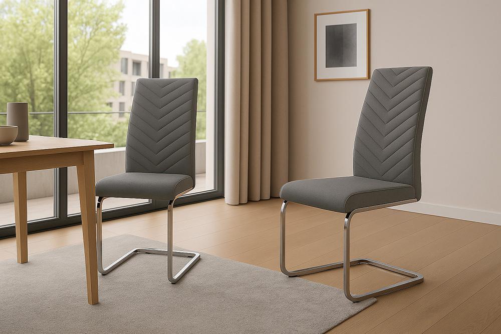 Sunset Trading - Mist Faux Leather Upholstered Dining Chairs (Set of 2) - Charcoal Grey/Silver Chrome Legs - CR-G5466-01-2 veiw 5