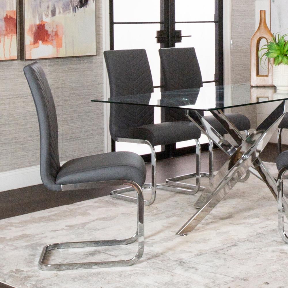Sunset Trading - Mist Faux Leather Upholstered Dining Chairs (Set of 2) - Charcoal Grey/Silver Chrome Legs - CR-G5466-01-2 veiw 6