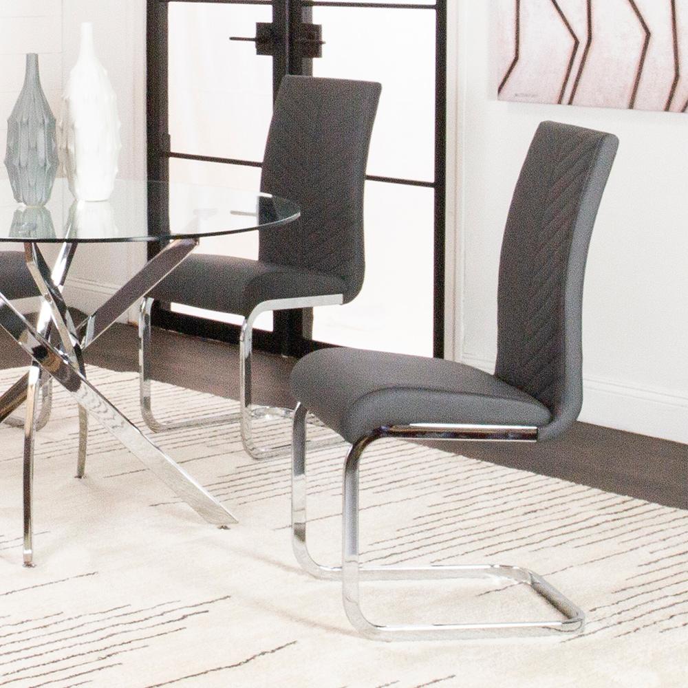 Sunset Trading - Mist Faux Leather Upholstered Dining Chairs (Set of 2) - Charcoal Grey/Silver Chrome Legs - CR-G5466-01-2 veiw 7