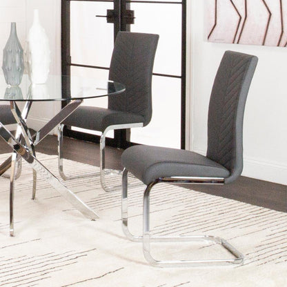 Sunset Trading - Mist Faux Leather Upholstered Dining Chairs (Set of 2) - Charcoal Grey/Silver Chrome Legs - CR-G5466-01-2 veiw 7