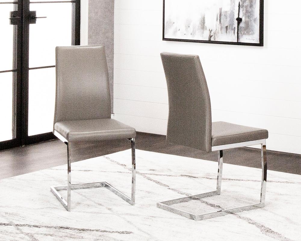 Sunset Trading - Sela Upholstered Breuer Dining Chairs (Set of 2) - Mushroom Grey/Silver Chrome Legs - CR-G5655-14-2 veiw 2