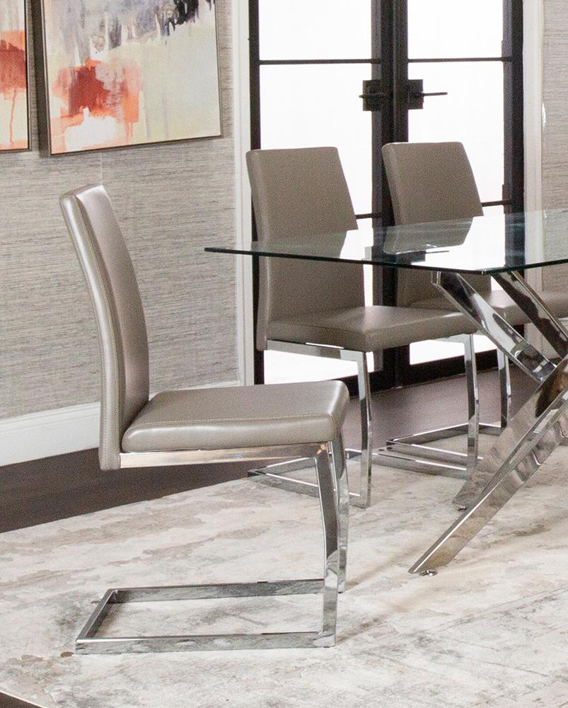 Sunset Trading - Sela Upholstered Breuer Dining Chairs (Set of 2) - Mushroom Grey/Silver Chrome Legs - CR-G5655-14-2 veiw 3