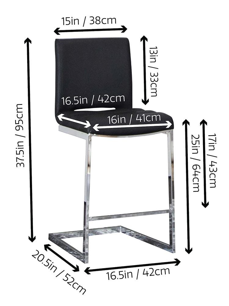Sunset Trading - Delta 24in Upholstered Barstools (Set of 2) - Black/Silver Chrome Legs - CR-G5115-24-2 veiw 2
