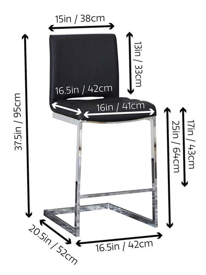Sunset Trading - Delta 24in Upholstered Barstools (Set of 2) - Black/Silver Chrome Legs - CR-G5115-24-2 veiw 2