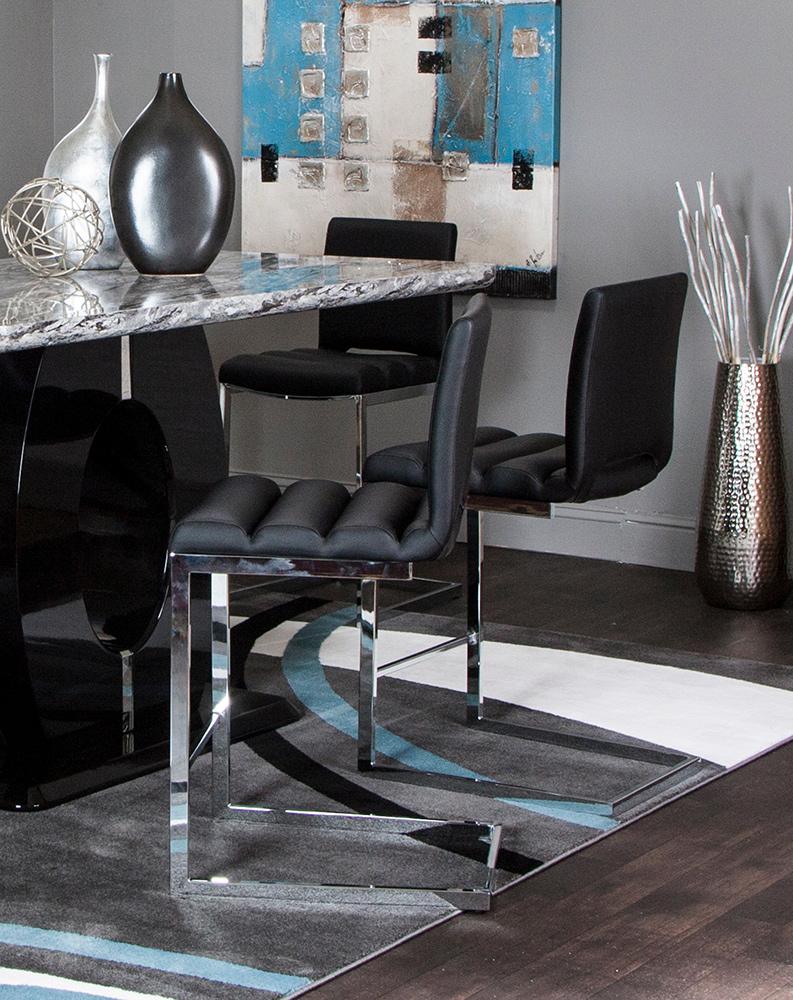Sunset Trading - Delta 24in Upholstered Barstools (Set of 2) - Black/Silver Chrome Legs - CR-G5115-24-2 veiw 3