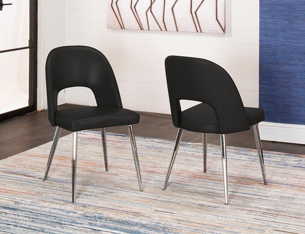Sunset Trading - Mia Faux Leather Dining Chair (Set of 2) - Black/Silver Chrome Legs - CR-ND446-03-2 veiw 2