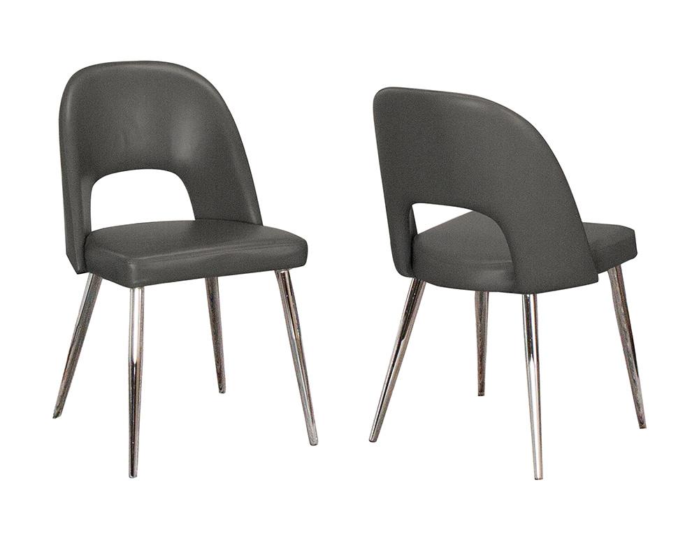 Sunset Trading - Mia Faux Leather Dining Chair (Set of 2) - Charcoal Grey/Silver Chrome Legs - CR-ND446-01-2 veiw 1