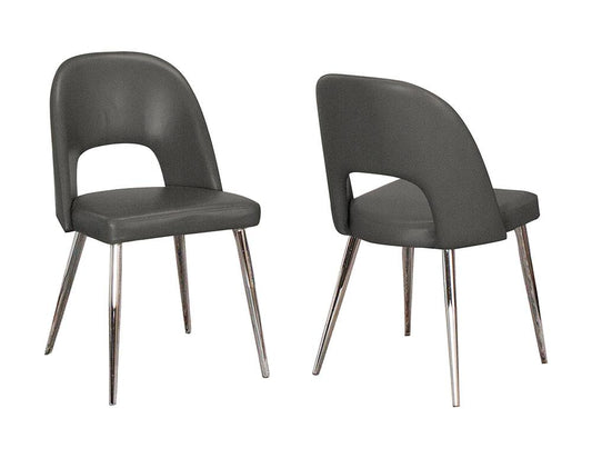 Sunset Trading - Mia Faux Leather Dining Chair (Set of 2) - Charcoal Grey/Silver Chrome Legs - CR-ND446-01-2 veiw 1