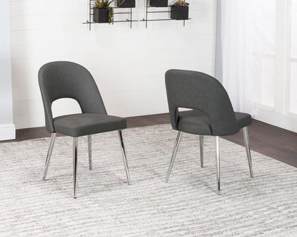 Sunset Trading - Mia Faux Leather Dining Chair (Set of 2) - Charcoal Grey/Silver Chrome Legs - CR-ND446-01-2 veiw 2