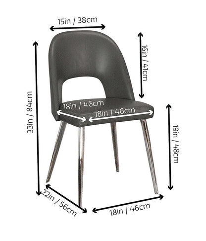 Sunset Trading - Mia Faux Leather Dining Chair (Set of 2) - Charcoal Grey/Silver Chrome Legs - CR-ND446-01-2 veiw 3