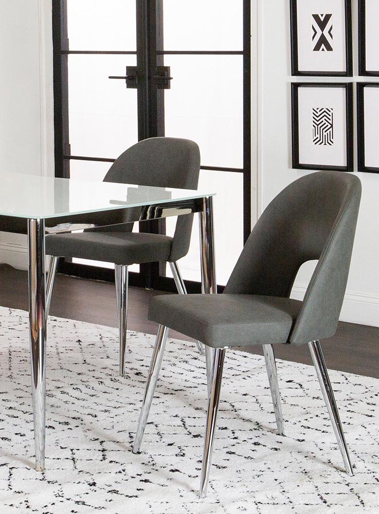 Sunset Trading - Mia Faux Leather Dining Chair (Set of 2) - Charcoal Grey/Silver Chrome Legs - CR-ND446-01-2 veiw 4