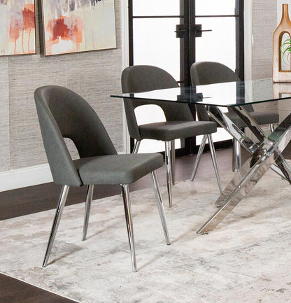Sunset Trading - Mia Faux Leather Dining Chair (Set of 2) - Charcoal Grey/Silver Chrome Legs - CR-ND446-01-2 veiw 5