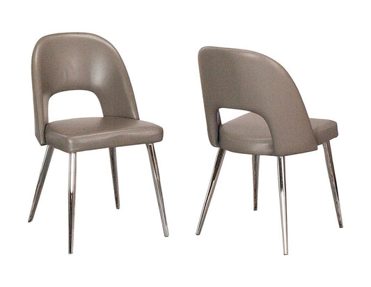 Sunset Trading - Mia Faux Leather Dining Chair (Set of 2) - Mushroom Grey/Silver Chrome Legs - CR-ND446-09-2 veiw 1