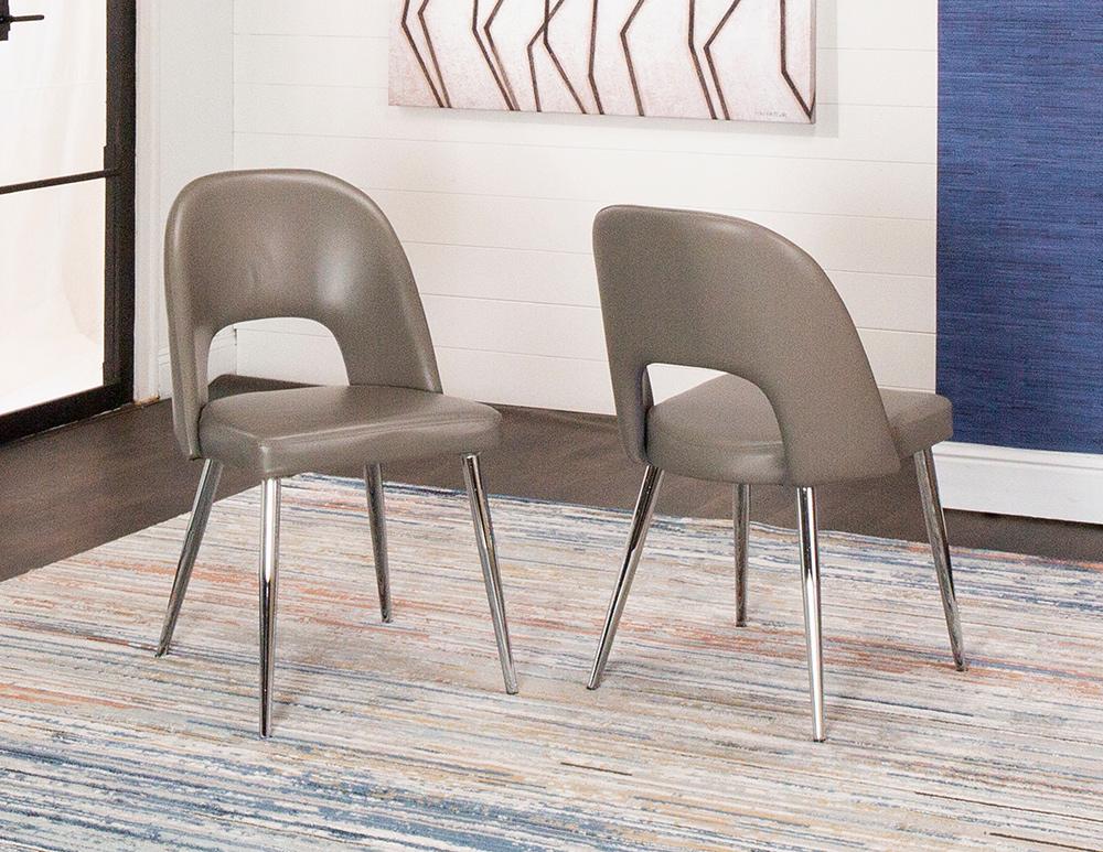 Sunset Trading - Mia Faux Leather Dining Chair (Set of 2) - Mushroom Grey/Silver Chrome Legs - CR-ND446-09-2 veiw 2