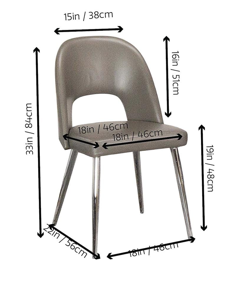 Sunset Trading - Mia Faux Leather Dining Chair (Set of 2) - Mushroom Grey/Silver Chrome Legs - CR-ND446-09-2 veiw 3