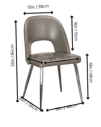 Sunset Trading - Mia Faux Leather Dining Chair (Set of 2) - Mushroom Grey/Silver Chrome Legs - CR-ND446-09-2 veiw 3