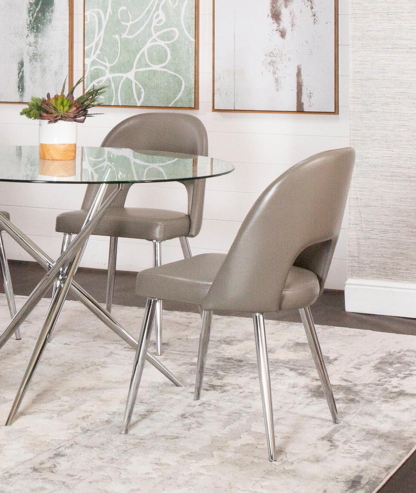 Sunset Trading - Mia Faux Leather Dining Chair (Set of 2) - Mushroom Grey/Silver Chrome Legs - CR-ND446-09-2 veiw 4