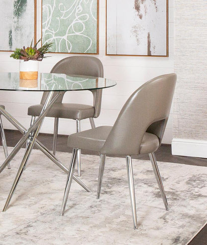 Sunset Trading - Mia Faux Leather Dining Chair (Set of 2) - Mushroom Grey/Silver Chrome Legs - CR-ND446-09-2 veiw 4