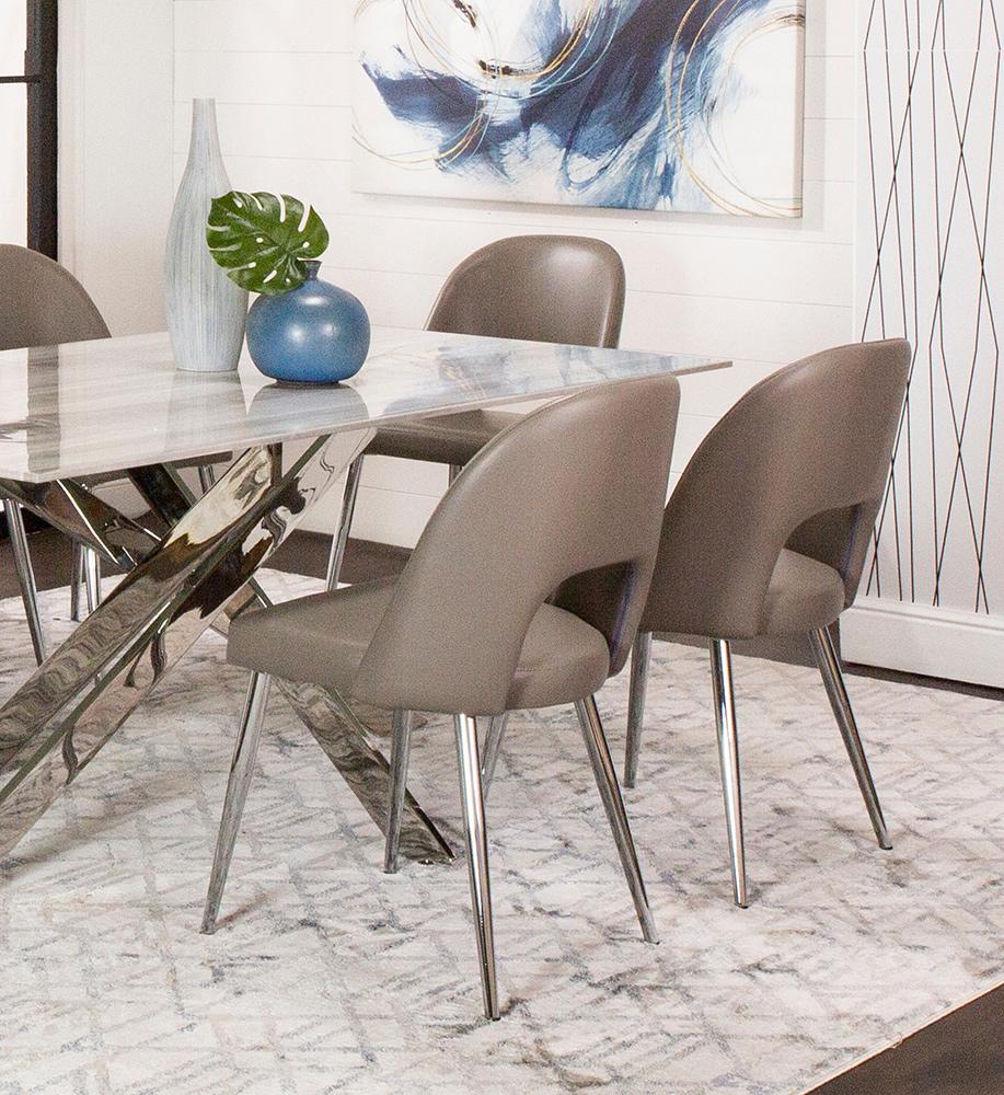 Sunset Trading - Mia Faux Leather Dining Chair (Set of 2) - Mushroom Grey/Silver Chrome Legs - CR-ND446-09-2 veiw 5