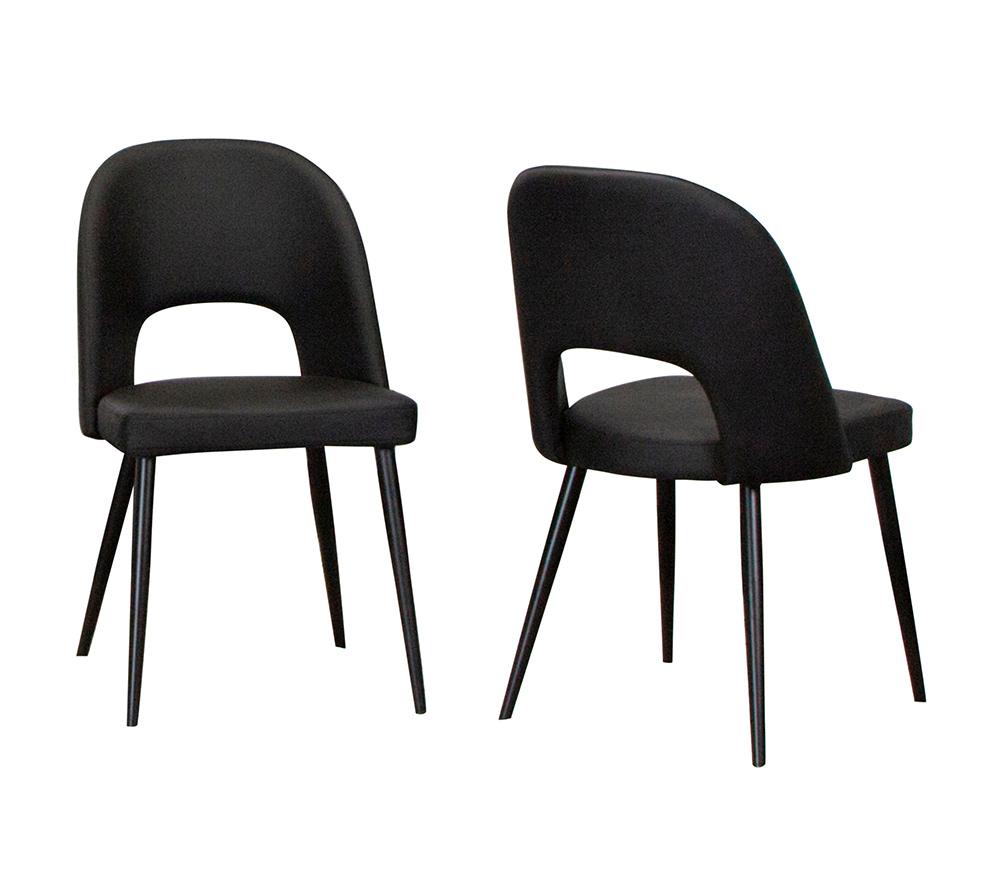 Sunset Trading - Portia Black Faux Leather Upholstered Dining Chairs (Set of 2) - Black/Matte Black Legs - CR-ND545-01-2 veiw 1