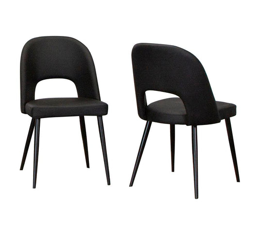 Sunset Trading - Portia Black Faux Leather Upholstered Dining Chairs (Set of 2) - Black/Matte Black Legs - CR-ND545-01-2 veiw 1