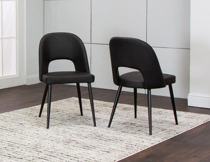 Sunset Trading - Portia Black Faux Leather Upholstered Dining Chairs (Set of 2) - Black/Matte Black Legs - CR-ND545-01-2 veiw 2