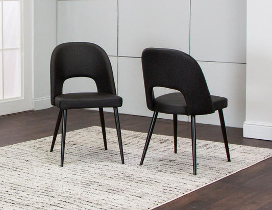 Sunset Trading - Portia Black Faux Leather Upholstered Dining Chairs (Set of 2) - Black/Matte Black Legs - CR-ND545-01-2 veiw 2
