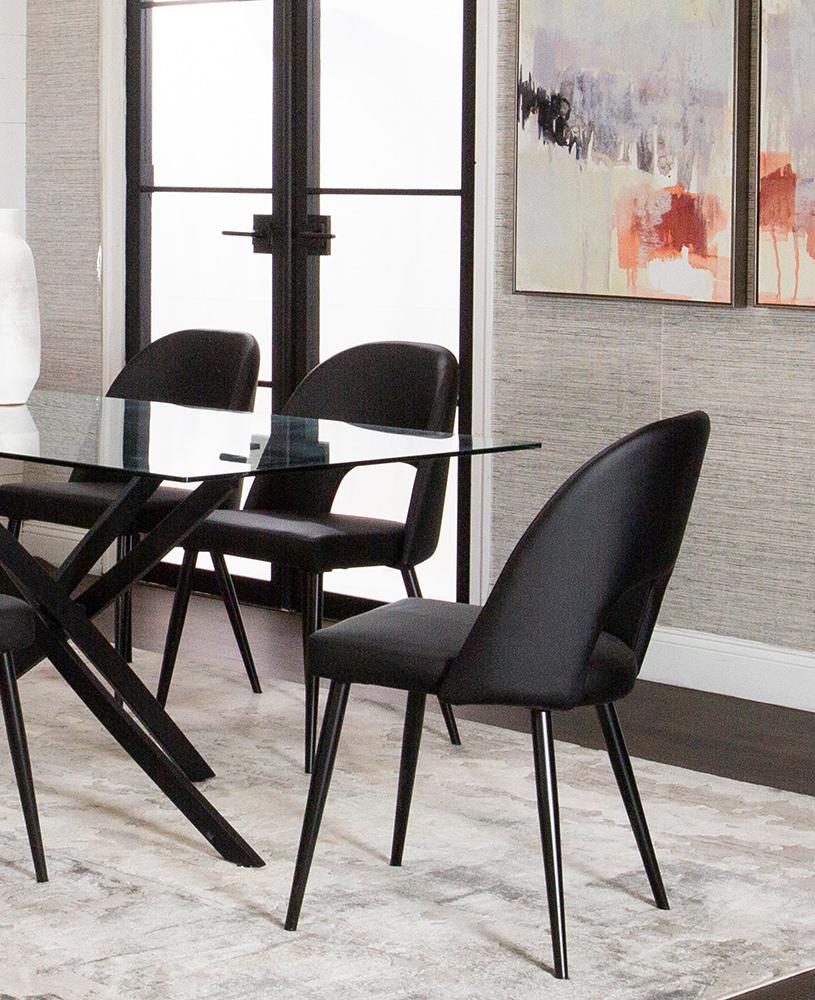 Sunset Trading - Portia Black Faux Leather Upholstered Dining Chairs (Set of 2) - Black/Matte Black Legs - CR-ND545-01-2 veiw 5
