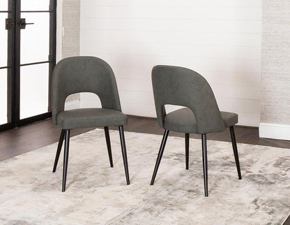 Sunset Trading - Portia Faux Leather Upholstered Dining Chairs (Set of 2) - Charcoal Grey/Matte Black Legs - CR-ND545-03-2 veiw 2