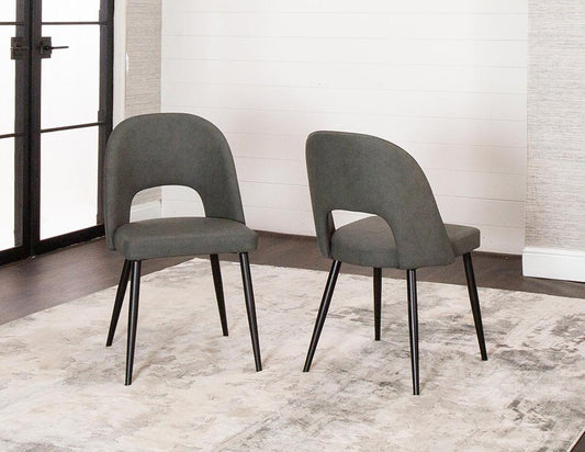 Sunset Trading - Portia Faux Leather Upholstered Dining Chairs (Set of 2) - Charcoal Grey/Matte Black Legs - CR-ND545-03-2 veiw 2