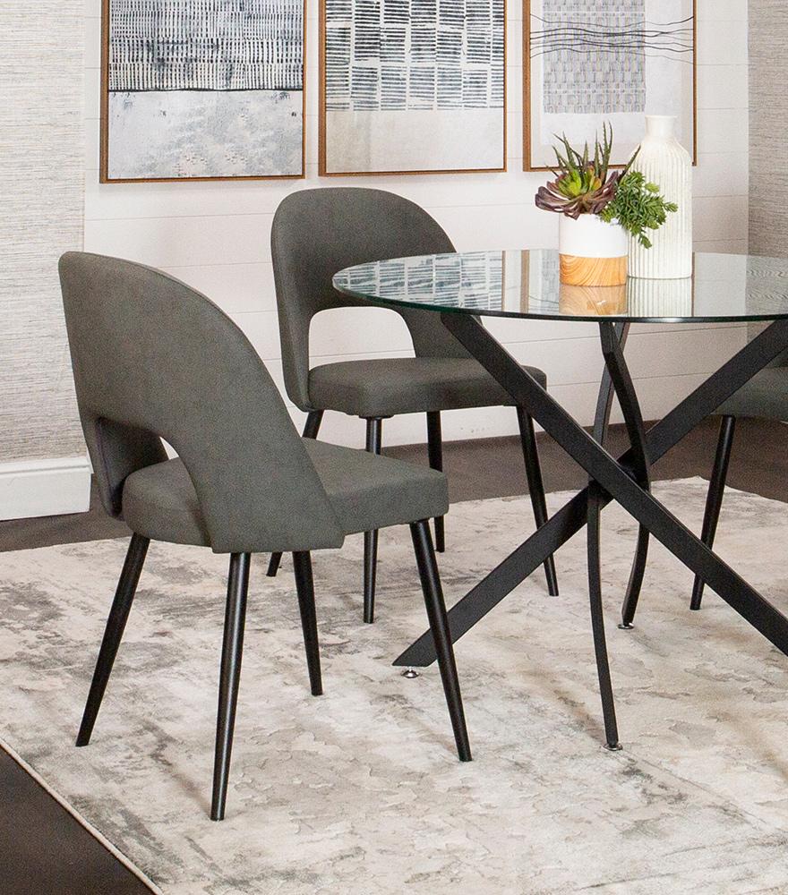 Sunset Trading - Portia Faux Leather Upholstered Dining Chairs (Set of 2) - Charcoal Grey/Matte Black Legs - CR-ND545-03-2 veiw 4