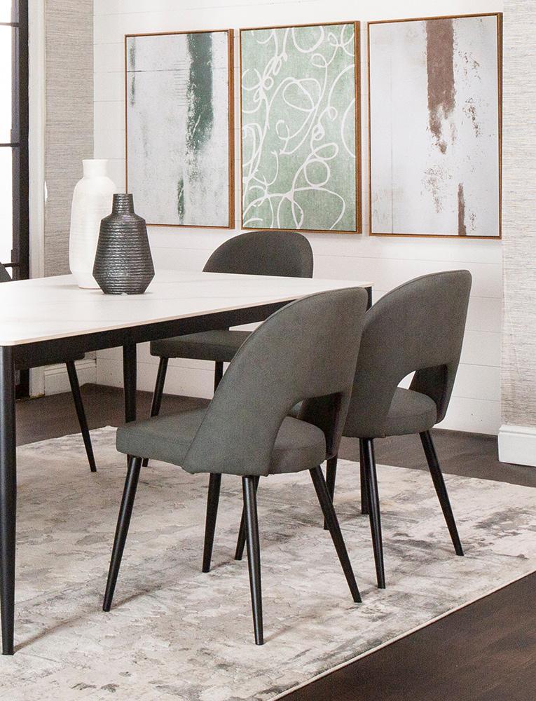 Sunset Trading - Portia Faux Leather Upholstered Dining Chairs (Set of 2) - Charcoal Grey/Matte Black Legs - CR-ND545-03-2 veiw 5