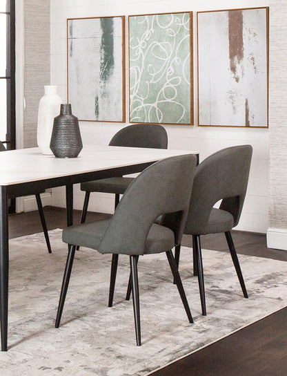 Sunset Trading - Portia Faux Leather Upholstered Dining Chairs (Set of 2) - Charcoal Grey/Matte Black Legs - CR-ND545-03-2 veiw 5