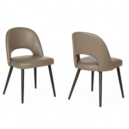 Sunset Trading - Portia Faux Leather Upholstered Dining Chairs (Set of 2)  - Mushroom Grey/Matte Black Legs - CR-ND545-09-2 veiw 1