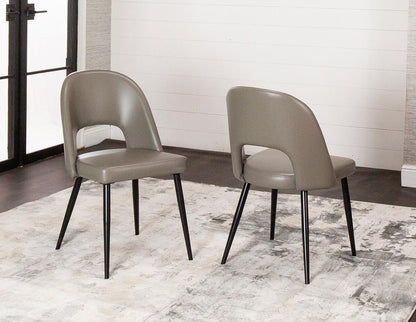 Sunset Trading - Portia Faux Leather Upholstered Dining Chairs (Set of 2)  - Mushroom Grey/Matte Black Legs - CR-ND545-09-2 veiw 2