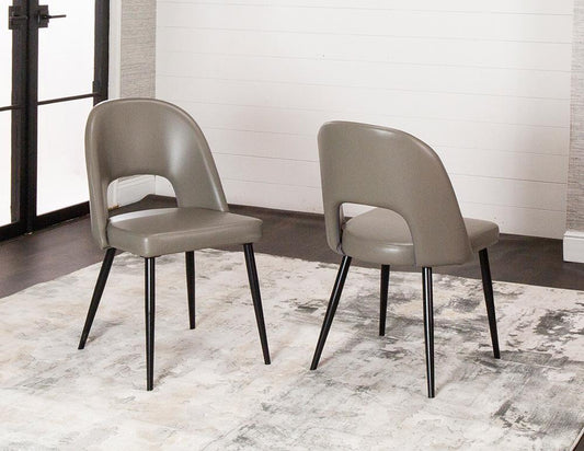 Sunset Trading - Portia Faux Leather Upholstered Dining Chairs (Set of 2)  - Mushroom Grey/Matte Black Legs - CR-ND545-09-2 veiw 2