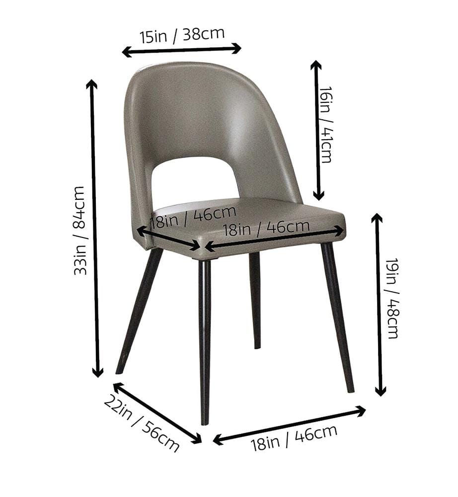 Sunset Trading - Portia Faux Leather Upholstered Dining Chairs (Set of 2)  - Mushroom Grey/Matte Black Legs - CR-ND545-09-2 veiw 3