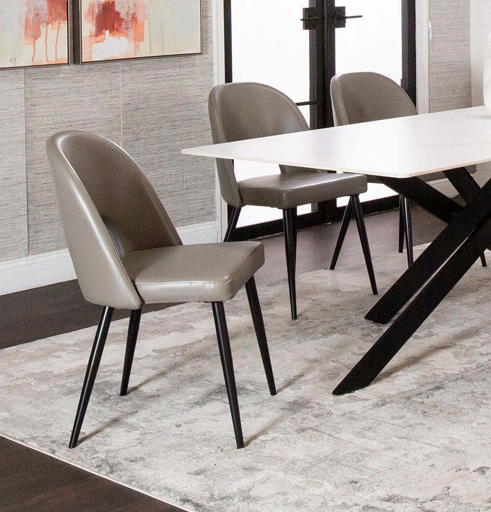 Sunset Trading - Portia Faux Leather Upholstered Dining Chairs (Set of 2)  - Mushroom Grey/Matte Black Legs - CR-ND545-09-2 veiw 4