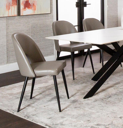 Sunset Trading - Portia Faux Leather Upholstered Dining Chairs (Set of 2)  - Mushroom Grey/Matte Black Legs - CR-ND545-09-2 veiw 4