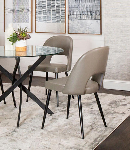 Sunset Trading - Portia Faux Leather Upholstered Dining Chairs (Set of 2)  - Mushroom Grey/Matte Black Legs - CR-ND545-09-2 veiw 5