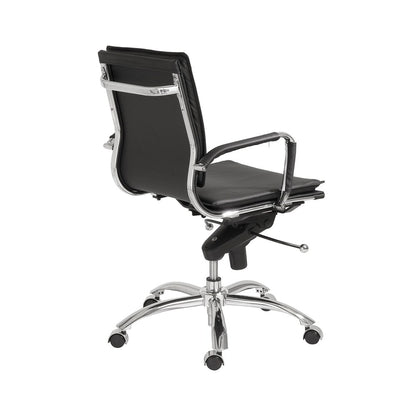 Euro Style - Gunar Pro Leatherette Low Back Office Chair, Black/Chrome - 01263BLK veiw 4