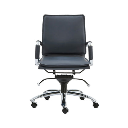 Euro Style - Gunar Pro Leatherette Low Back Office Chair, Blue/Chrome - 01263BLU veiw 1