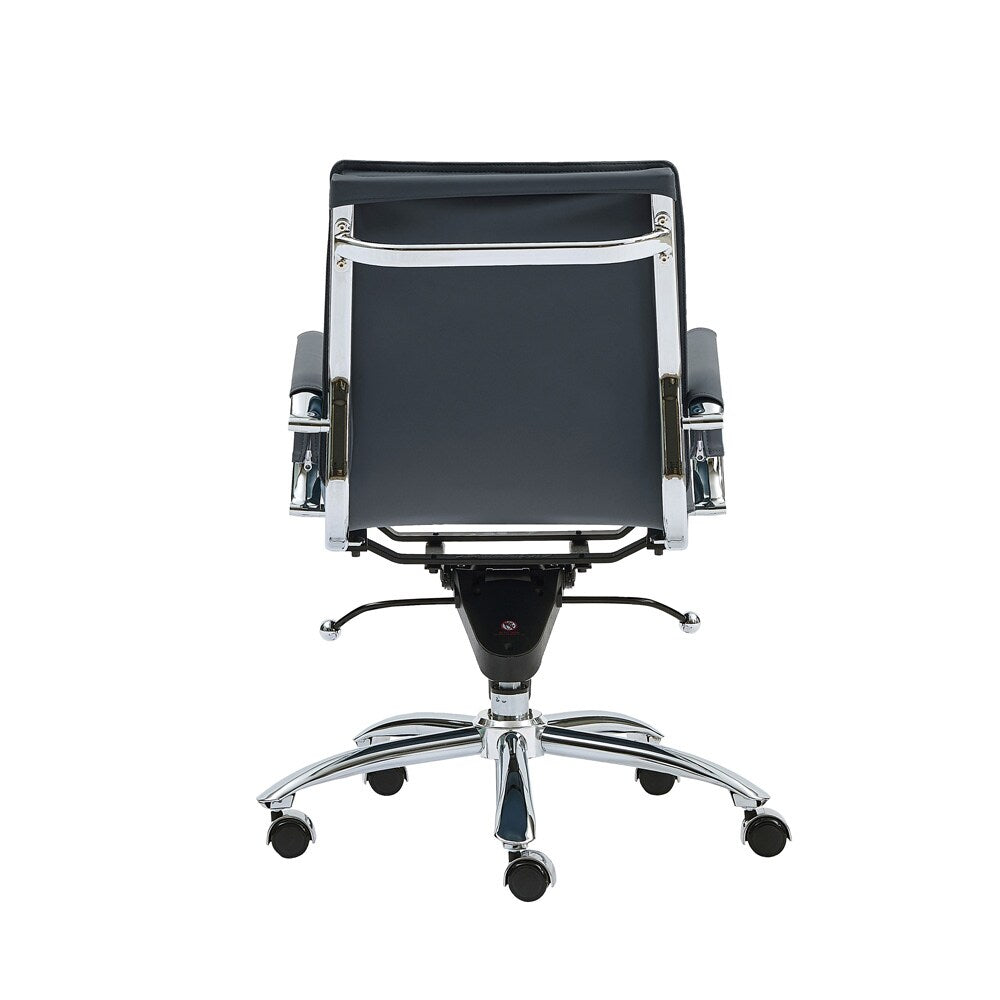Euro Style - Gunar Pro Leatherette Low Back Office Chair, Blue/Chrome - 01263BLU veiw 5