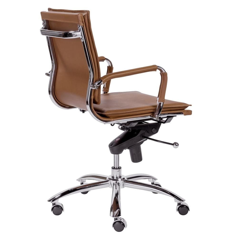 Euro Style - Gunar Pro Leatherette Low Back Office Chair, Dark Caramel/Chrome - 01263COG veiw 4