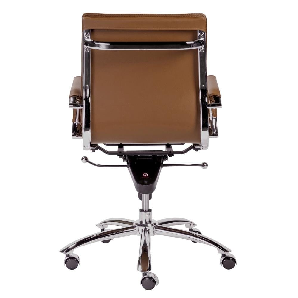 Euro Style - Gunar Pro Leatherette Low Back Office Chair, Dark Caramel/Chrome - 01263COG veiw 5