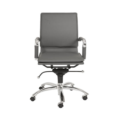Euro Style - Gunar Pro Leatherette Low Back Office Chair, Gray/Chrome - 01263GRY veiw 1